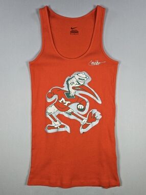 Rare Nike Retro  2012 Miami Hurricanes Sebastian the Ibis Ribbed Tank Top ECU M